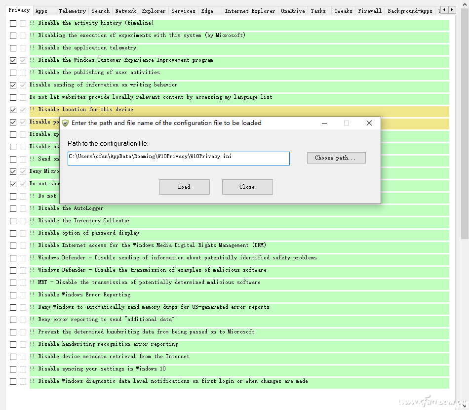 Windows隐私设置“拒绝跟踪”